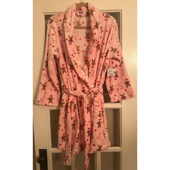 Christmas pastel pink gingerbread O/S HOLIDAY women’s   fleece fleece - Picture 3 of 10